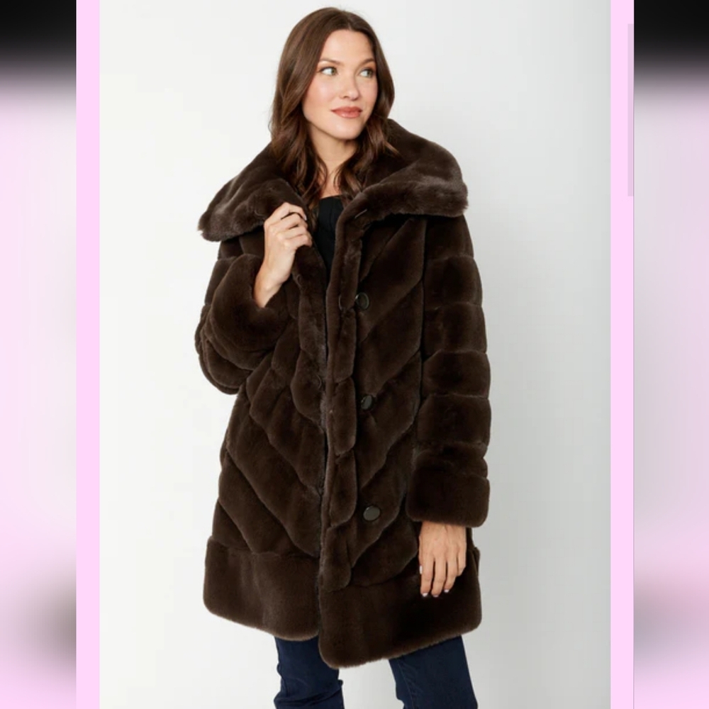 Reversivle Brown/Taupe Faux Fur Coat